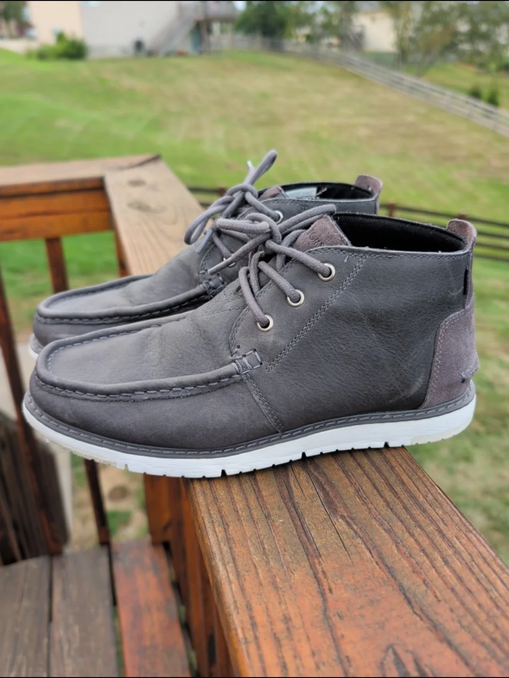 TOMS Mens Navi Moc Chukka Leather Waterproof Boot - Smoke Grey Sz 8